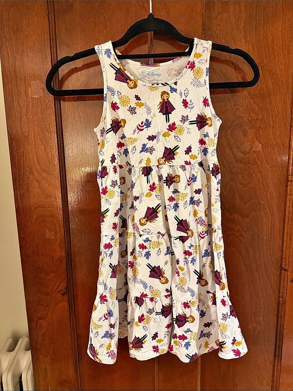 Disney Girls 6/7 Floral Casual Dress frozen Anna twirly tiered sleeveless size s